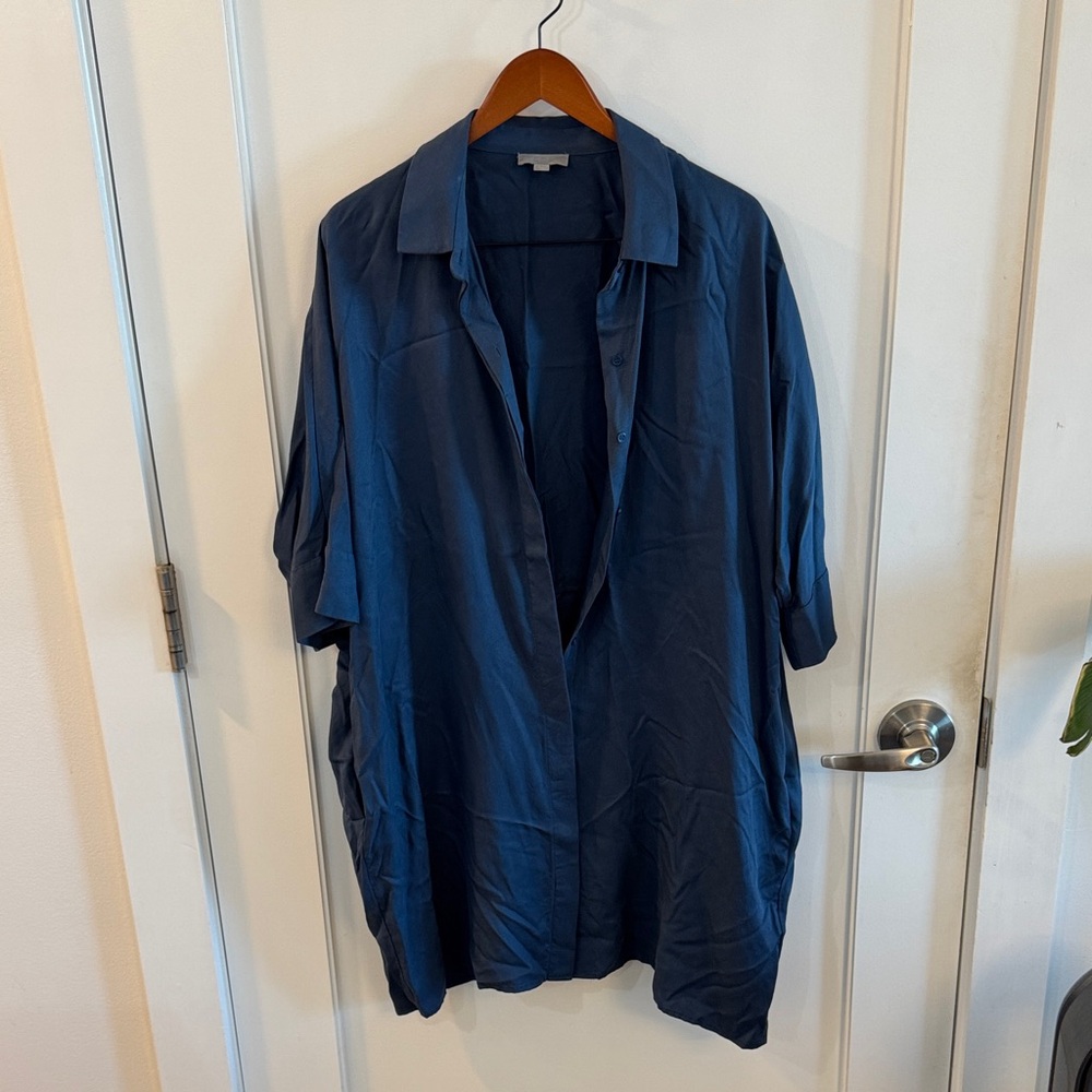 COS Women's Navy Button Down Shirt Dress